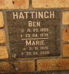 HATTINGH Ben 1899-1979 & Marie 1920-2009