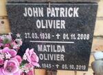 OLIVIER John Patrick 1938-2008 & Matilda 1945-2019