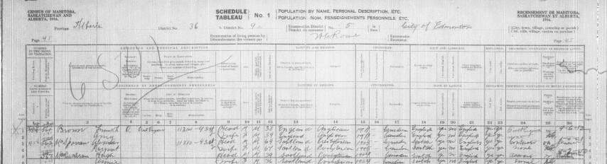Canadian Census Record, 1916